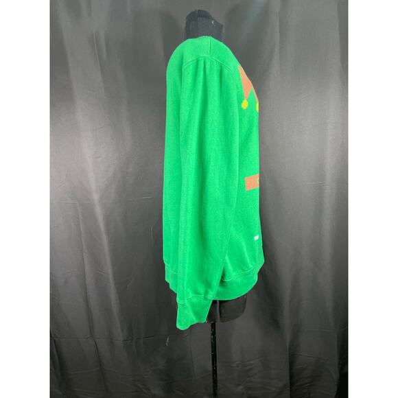 Ugly Christmas Sweatshirt, Green, Mock Elf Clothing, Bells, Belt, Vest Medium - Picture 4 of 6